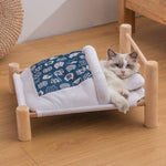 Cute Mini Wooden Cat Bed with Blanket