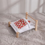 Cute Mini Wooden Cat Bed with Blanket