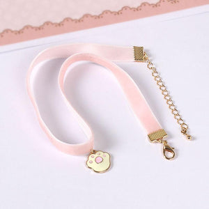 Pink Cat Paw Rope Necklace