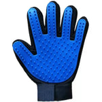 Soft blue cat grooming glove product view
