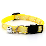 Yellow star and moon breakaway cat collar with bell