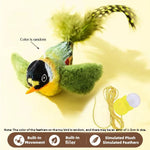 Feather detail on chirping bird cat toy