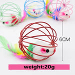 Mouse-in-a-cage toy size diagram showing approximately 6 cm diameter