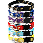 Star and moon breakaway cat collars in assorted colors
