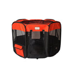 Front view of the empty black and red Armarkat Medium playpen