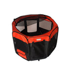 Black and red Armarkat Medium playpen with the top open and interior visible