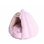 Side view of the Soft Pink Armarkat faux-fleece covered cat bed