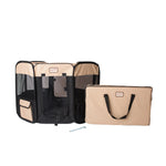 Black and Beige Armarkat PP003BGE-M portable playpen with its carry bag