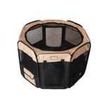 Top view of the Black and Beige Armarkat playpen and mesh panels