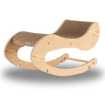 Armarkat S1302 wooden cat rocking chair with a corrugated cardboard scratching surface