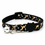 Black star and moon breakaway cat collar with bell