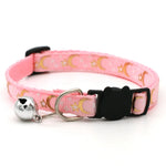 Pink star and moon breakaway cat collar with bell