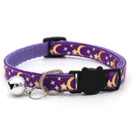 Purple star and moon breakaway cat collar with bell