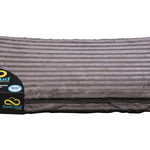 Charcoal DuraCloud rectangular pet bed with a ribbed cover and attached brand label.