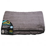 Charcoal DuraCloud rectangular pet bed with a ribbed cover and attached brand label.