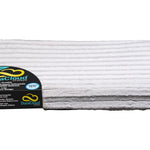 Silver DuraCloud rectangular pet bed with a ribbed cover and attached brand label.