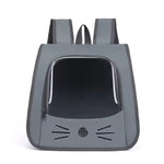 Grey foldable cat backpack carrier with clear front window