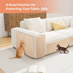 Cats beside a sofa fitted with scratching mat panels