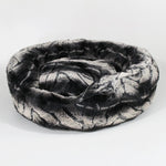 Chinchilla Hello Doggie Amour round plush pet bed with a removable pillow.