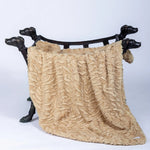 Safari Hello Doggie Cuddle Small pet blanket draped over a display stand
