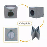 Supplier guide showing the JESPET cat cube collapsing flat for storage