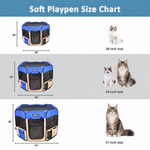 Cat-only JESPET size chart comparing 36-, 45- and 61-inch playpens with 24-, 24- and 30-inch heights