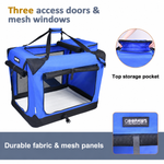 JESPET soft crate showing three access doors, mesh panels and carrying straps