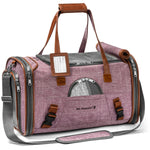 Purple Mr. Peanut’s Gold Series Standard pet carrier with mesh panels, brown trim and carrying handles.