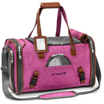 Rosa Mr. Peanut’s Gold Series Standard pet carrier with mesh panels, brown trim and carrying handles.