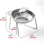 Size diagram of the raised cat bowl: 15 cm bowl width, 12.5 by 11 cm footprint, and 11.5 cm back height.