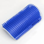 Blue wall-mounted cat grooming brush