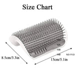 Wall-mounted cat grooming brush size guide: approximately 5.1 × 3.3 in (13 × 8.5 cm)