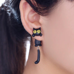 Clinging Black Cat Earrings